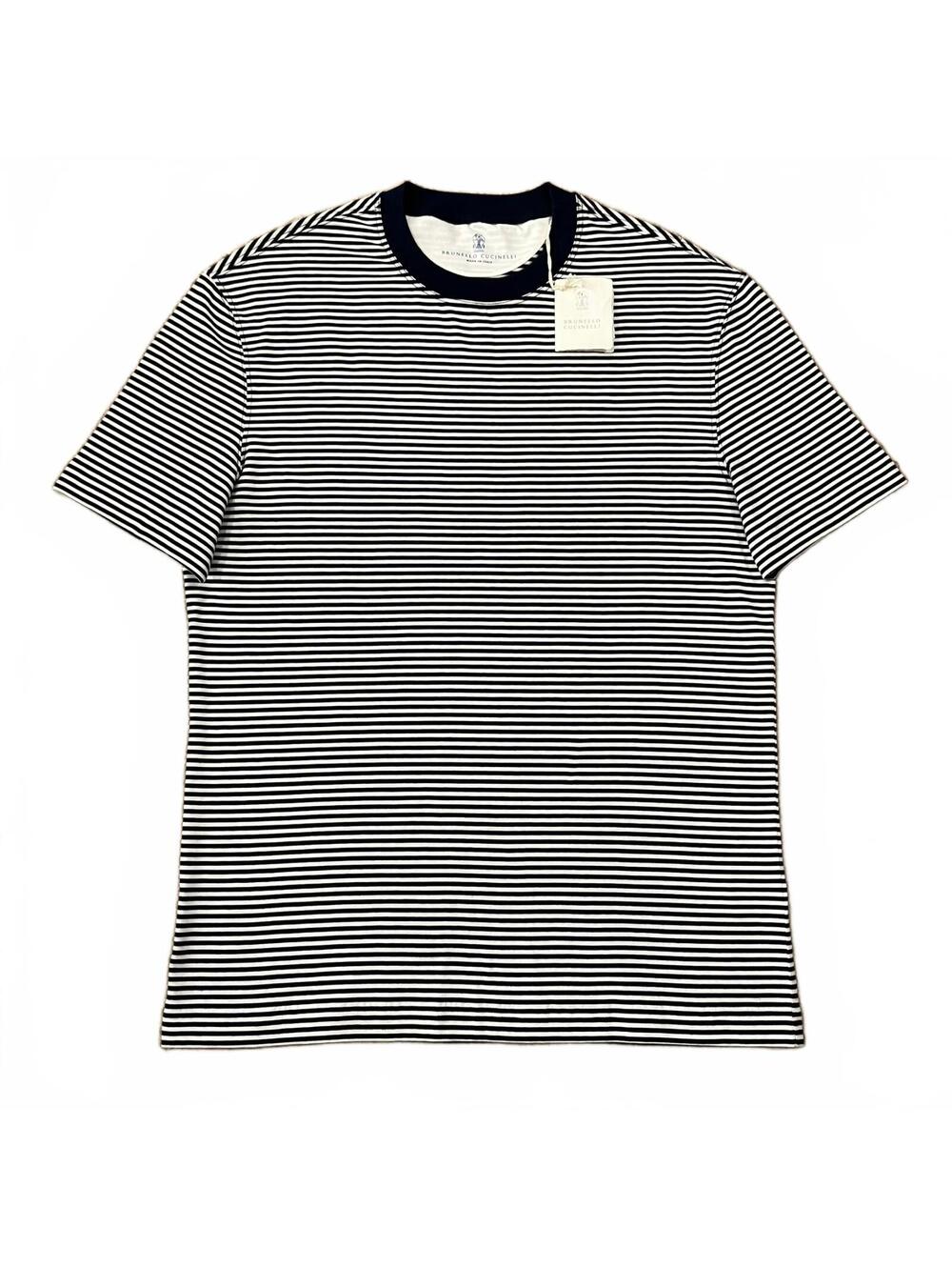 NWT Brunello Cucinelli Mens Striped T Shirt Blue White Size Medium